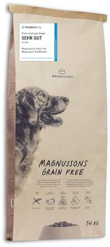 MAGNUSSONs Grain Free (1 x 14kg) - Getreidefreies Hundetrockenfutter für erwachsene Hunde aller Rassen - Alleinfuttermittel - Hoher Anteil an frischem Fleisch, - Ofengebacken