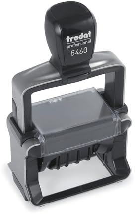 Trodat Professional 4.0 5460 Datumstempel inkl. Gutschein für individuelle Textplatte – 6 Zeilen + Datum – Abdruck 56 x 33 mm – Büro Firmenstempel Eingangsstempel mit schwarzem Stempelkissen