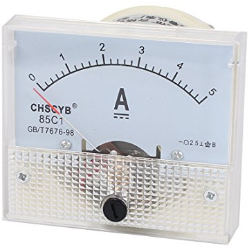 sourcingmap Analog Current Panel Meter DC 0-5A 85C1 Ammeter 63.5x56x54mm for Automotive Circuit Testing Charging Battery Ampere Tester Gauge Pack of 1