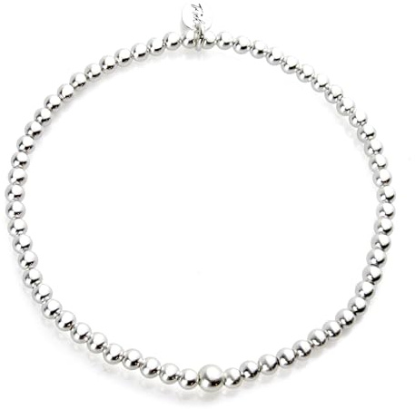 TRINK Sterling Silver 925 3mm Beaded Bracelet