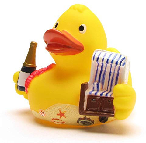 Duckshop I Badeente City Duck Sylt I Quietscheente Nordsee I L: 8 cm - inkl. Quietscheentchen-Schlüsselanhänger im Set I Geschenk Sommer I Souvenir