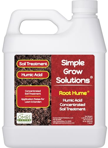 Raw Organic Soil Conditioner- Root Hume- Simple Grow Solutions- Natural Plant & Lawn Treatment- Nutrient Food Enhancer- Concentrated Liquid Humic - Grass, Tomatoes, Citrus, Flowers, Vegetables
