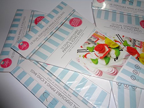 10 Dual Disposable Piping Icing Bags Pipe Two Colours At Once