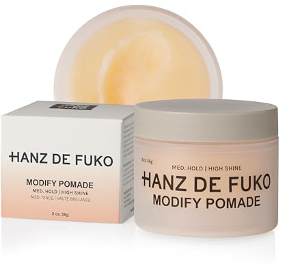 Hanz de Fuko Modify – Premium Men’s Hair Styling Pomade for a Medium Hold, High Shine – Ideal Texture Product for All Hair Types, Includes Premium Ingredients Such as Shea Butter – 2 oz, Travel Size