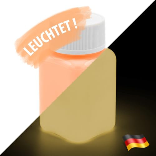 LUMENTICS Premium Leuchtfarbe Orange 100g - Im Dunkeln leuchtende, phosphoreszierende Farbe. Nachleuchtende UV Glühfarbe zum Malen, Basteln, Zeichnen