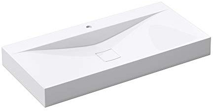 doporro Waschbecken Aufsatzwaschbecken Hängewaschbecken BTH: 100x48x10cm Weiß Mineralguss Waschtisch Waschplatz Colossum810