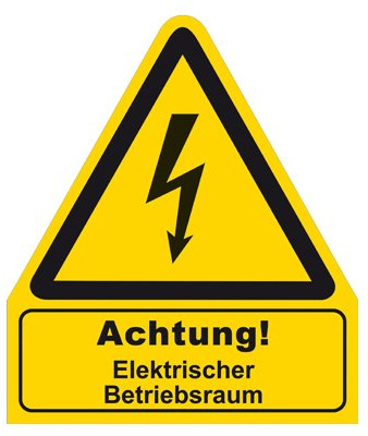  Achtung ! Elektrischer Betriebsraum  Warnzeichen Warnschild Folie selbstklebend 210 x 245 mm