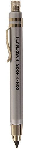 Koh-I-Noor 5359CN1015KK Druckbleistift/Drehbleistift Metall mit Minenspitzer und Clip - Minenstärke, 5,6 mm ,Silber