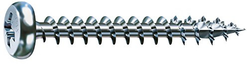 SPAX - Universalschraube, 4,0 x 13 mm, 1000 Stück, Halbrundkopf, Kreuzschlitz Z, 4CUT, Vollgewinde, Galvanisch blank verzinkt A2J - 0231010400135