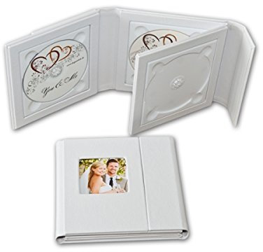 Custodia in pelle di 4 CD/DVD/Bluray di nozze. Matrimonio DVD Album. 4 DVD Caso. Bianca