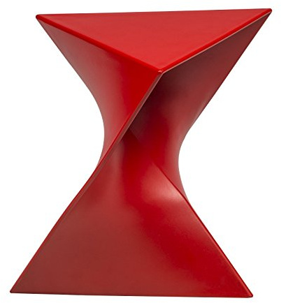 LeisureMod 15.75 Triangular Side Table, Stackable Plastic Accent End Table for Indoor & Outdoor Use, Weather-Resistant Modern Patio & Living Room Table, Red