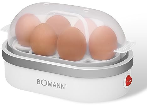 Bomann® Eierkocher 6 Eier | mit akkustischem Signal (Summer) | inkl. Messbecher und Eipicker | Egg Cooker | Heizschale antihaftbeschichtet | Egg Boiler | EK 5022 CB weiß