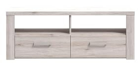 FORTE Portland TV-Unterschrank mit 2 Schubladen, Holzwerkstoff, Sandeiche, 41 x 126,9 x 52 cm