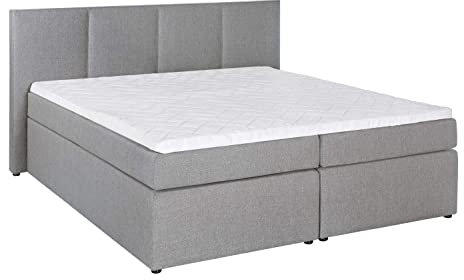 Furniture for Friends Möbelfreude Doluna Boxspringbett Kaz Hellgrau 200x220 cm H3 inkl. Visco-Topper, Taschenfederkern-Matratze