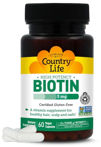 Country Life - Biotin High Potency, 5 mg - 60 Vegan Capsules