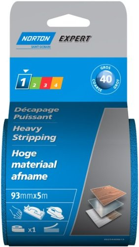 Norton Expert Norgrip - Rollo de papel de lija (93 mm x 5 m, grano 40)
