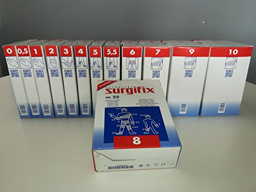 Surgifix - Elastisches Röhrennetz Poly, Größe 8, zur Fixierung von Kompressen, Gazen und Achsel-, Schulter- und Körperverbänden, Spannlänge 25 m, weiße Farbe, hergestellt in Italien, 1 Stück
