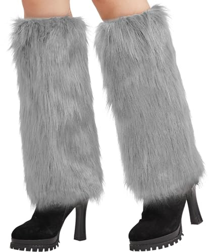 Nanxson Damen Stulpen Lange Furry Fuzzy Beinwärmer Plüsch Leg Warmers | Strümpfe Beinlinge für Frauen Mädchen,Winter Wärme Fur Boot Covers,für 80er Party,Cosplay,Halloween Kostüme,Weihnachten