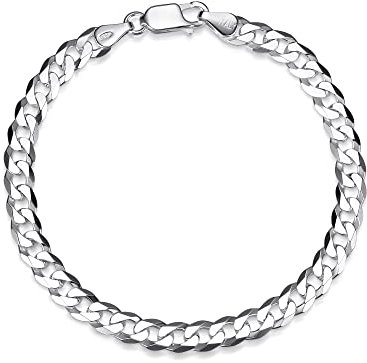 Massives Panzerarmband, 6mm - 925 Sterling Silber, Länge 16-25cm