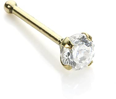 jewellerybox 9 Karat (375) Massiver Gelbgold 1,5mm - 3mm CZ Kristall Nasenstecker | mit Kugel am Ende