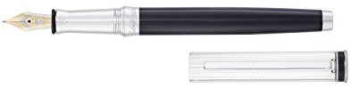Waldmann Füllhalter Edelfeder, schwarz, Sterling Silber, 18Kt Goldfeder bicolor: breit (B)