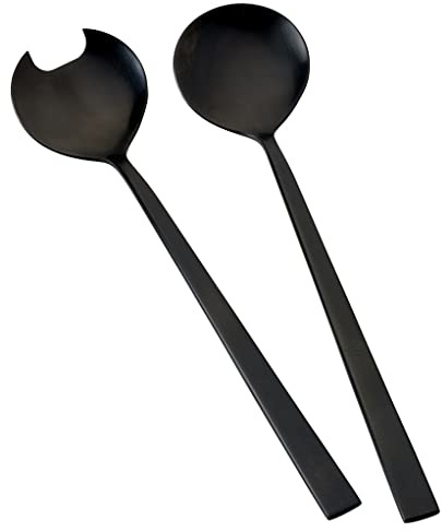 BITZ Salatbesteck, Besteck aus Edelstahl für Salate, Länge 23 cm, 2-Teilig, Schwarz