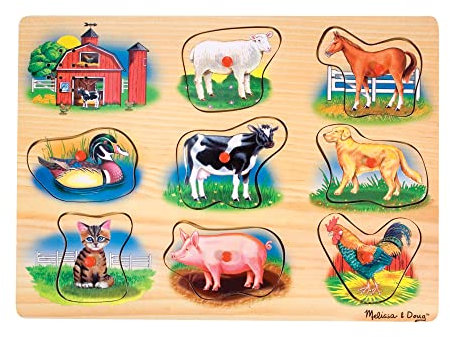 Melissa & Doug Farm Animal Sound Puzzle | Wooden Jigsaw Puzzles for 2 year olds | Baby Puzzles | Wooden Peg Puzzles | Toddler Sound Puzzle | Gift for Boys & Girls