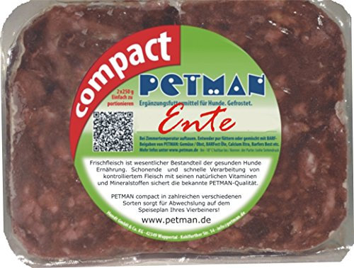 petman compact Ente, 22 x 500g-Beutel, Tiefkühlfutter, gesunde, natürliche Ernährung für Hunde, Hundefutter, Barf, B.A.R.F.