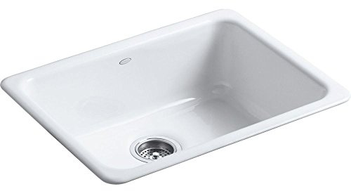 KOHLER K-6585-0 Iron/Tones Self-Rimming Undercounter Kitchen Sink, White
