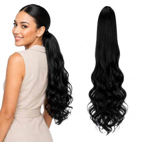 CAISHA 60cm Haarteil Ponytail Zopf Pferdeschwanz Schwarz H48