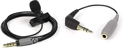 Rode smartLav + Lavalier Mikrofon mit Pop-Filter, wasserdicht für Smartphone und Tablet, TRRS-Anschluss vergoldet, schwarz & Rode TRRS auf TRS Adapter schwarz