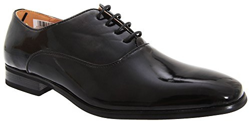 Goor - Zapatos de Charol Piel con Cordones Modelo Oxford para Hombre/Caballero - Traje/Fiesta/Boda (43 EUR) (Negro Charol)
