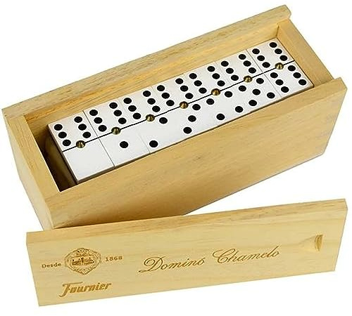 Fournier Domino Chamelo Celluloide Holzbox, Braun (F06573)