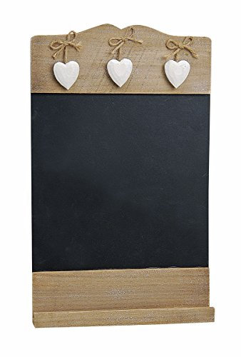 levandeo Memotafel Memoboard Tafel Wandtafel mit Herzen aus Holz braun weiß gewischt - Landhaus Vintage Shabby Kreide Kreidetafel Küchentafel 37x24x5cm