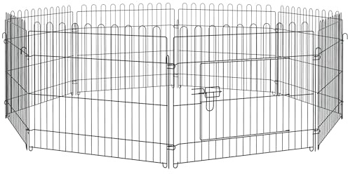 PawHut Parc enclos Chiots Animaux domestiques pour Chiens Lapins rongeurs Petits Animaux intérieur et extérieur diamètre 180 cm 8 Panneaux 71 x 61 cm Noir