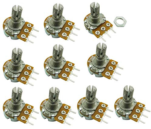 Aihasd 10PCS B100K 100K Ohm Adjustment Single Linear Rotary Taper Potentiometer Shaft 15mm