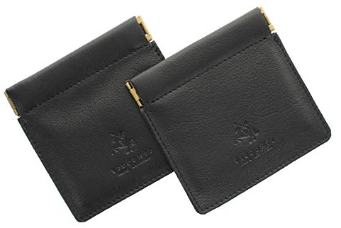 Visconti Paquet de 2 Porte-Monnaies en Cuir avec Ouvertures d'Encliquetage CP7 Noir