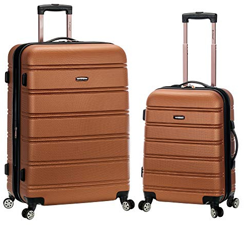 Rockland Melbourne Hardside Expandable Spinner Wheel Luggage, Brown, 2 Piece (20/28)