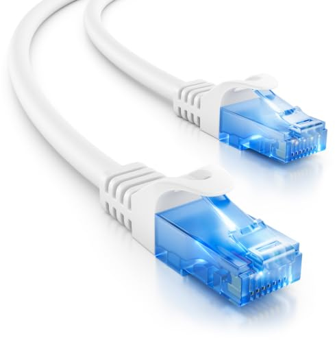 deleyCON 1,5m CAT.6 Ethernet Gigabit LAN Nätverkskabel RJ45 CAT6 Kabel Patch-Kabel Kompatibel med CAT.5 CAT.5e CAT.6a Cat.7 - Vit | Patchkabel, kompatibel med CAT.5, CAT.5e, CAT.6a och CAT.7