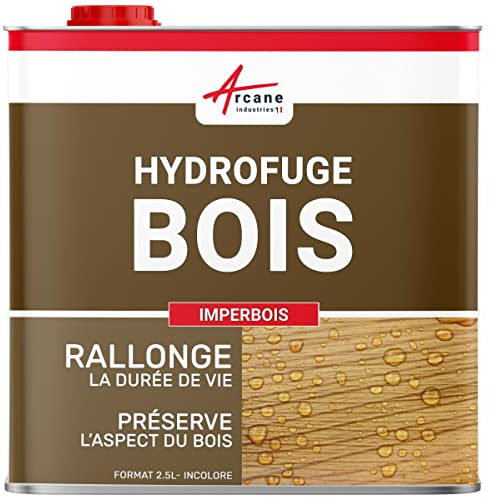 Imperméabilisant, Hydrofuge pour Bois Extérieur 2.5 L (jusqu'à 12.5 m²) | Hydrofuge Bois Invisible, Imperméabilise Terrasses, Bardages, Volets, Conserve l'Aspect Naturel - Arcane Industries