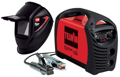 Telwin FORCE 145 - Saldatrice inverter ad elettrodo MMA con maschera e accessori, 230V, MMA DC
