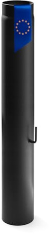 raik Tuyau de cheminée 150 mm de diamètre 1000 mm de longueur Épaisseur du matériau 2 mm Acier allié Revêtement Senotherm avec régulation de traction Noir Fabriqué en UE jusqu'à 600 °C
