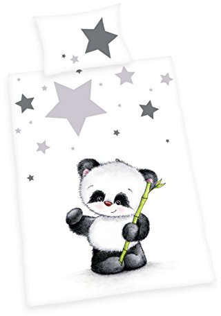 Herding Jana Panda Baby Bed Linen, Flannel, Cotton, Multi-Colour, 135 x 100 x 0.2 cm