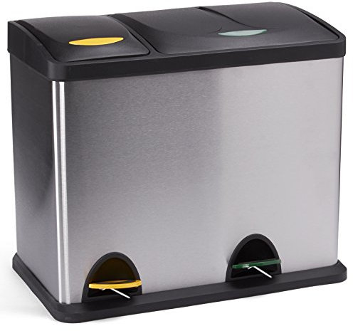 MSV Pattumiera a Pedale con Selezione selettiva in Acciaio Inossidabile 18L+8L