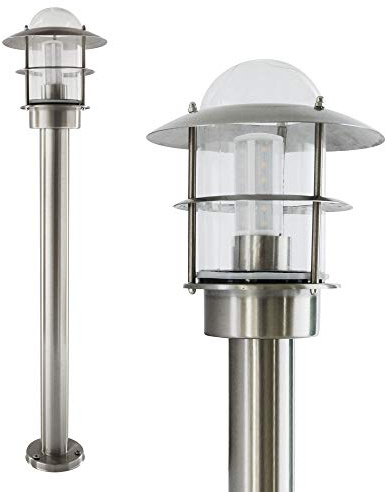Maxkomfort Aussenstandleuchte aus Edelstahl und Glas Standleuchte Gartenstandleuchte Pollerleuchte Wegeleuchte E27 251-800
