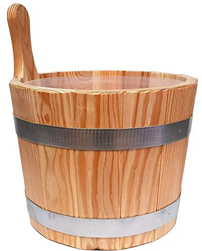 SudoreWell Saunakübel Saunaeimer 5 Liter aus Lärchenholz mit Einsatz