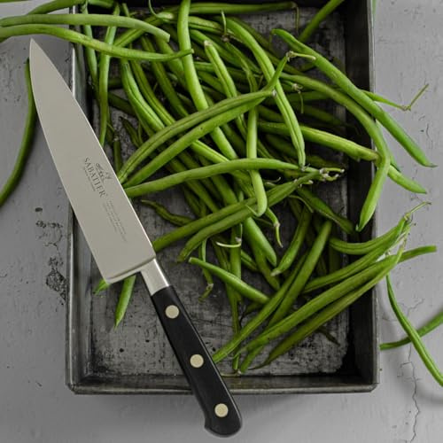 SABATIER – Ideales Kochmesser, 100% geschmiedet – 20 cm – Klinge und Nieten aus Edelstahl – Ideal zum präzisen Hacken, Schneiden und Zerkleinern