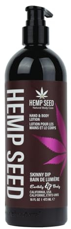 Hemp Seed Lozione Mani e Corpo, Fragranza Skinny Dip - 16 oz - Lenisce la Pelle Secca - Olio di Argan, Olio di Semi di Canapa - Formula Leggera e Non Grassa - Vegana e Cruelty Free