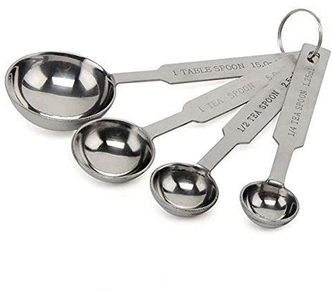 UEETEK Measuring Spoons Kollea 4 PCS Stainless Steel Spoons With Measuring Rulers (Silver)