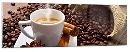 ARTTOR Bilder auf Glas 160x50cm Wandbild Glasdruck Küche - 2152 | Kaffee Schokolade Frühstück Panorama Groß XXL Modern Dekoration Wohnzimmer Schlafzimmer Küche Wanddeko Kunstdruck Art ARTTOR